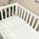 Husa saltea patuț bebe copii din bumbac 120 x 60 cm, Stelute gri (3)